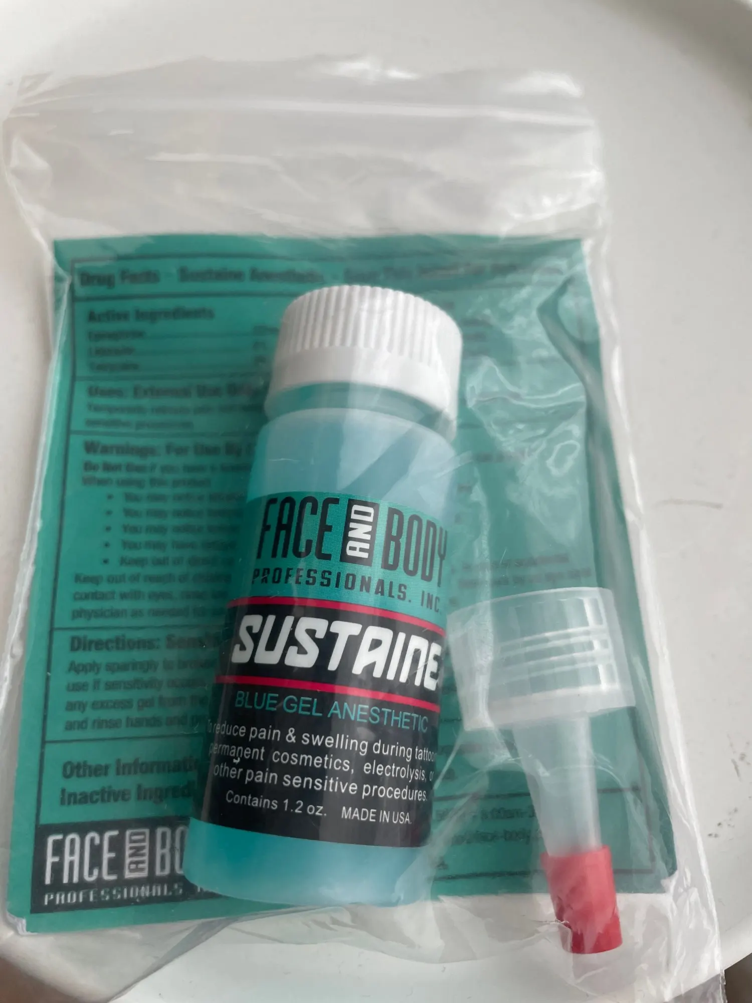 Original Sustaine Blue Gel Topical Anesthetic Secondary Numbings 5% Lidocaine Spray for During Permanent Makeup Microblading Procedures 1.2 OZ photo review