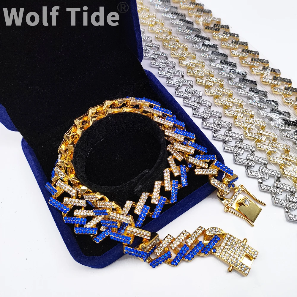 Gold Hip Hop Iced Out คริสตัล Cuban Link Chain สร้อยคอ Choker Collare