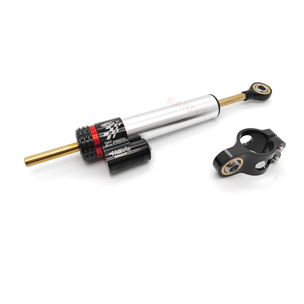 Universeller 255mm silberner und Kohlefaser-Motorrad lenk dämpfer stabilisator für Yamaha Honda Kawasaki Suzuki Ducati BMW – Detail 2