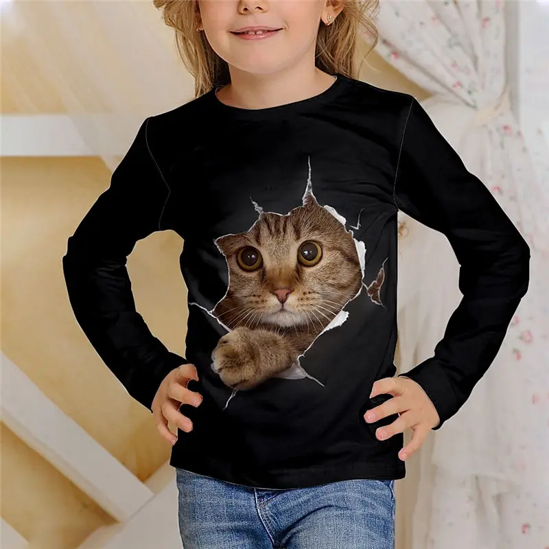 thumbnail image 1 of Ropa para niños de 8 a 14 años, linda camiseta de otoño 2023, informal, con estampado de manga larga, camisetas blancas de moda, ropa para niñas, 1 of 5