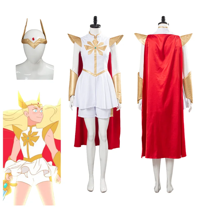 Anime She-Ra Princess Of Power She Ra Cosplay Dress Costume Women Dress Cloak Fanasia Outfits Halloween Carnival Travestimento Suit