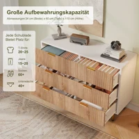 Комод с 6 ящиками, комод, шкаф для хранения вещей, сервант, современный, шкаф, для спальни, прихожей, гостиной, 100х34х73 см, белый + цвет натурального дерева — изображение 3