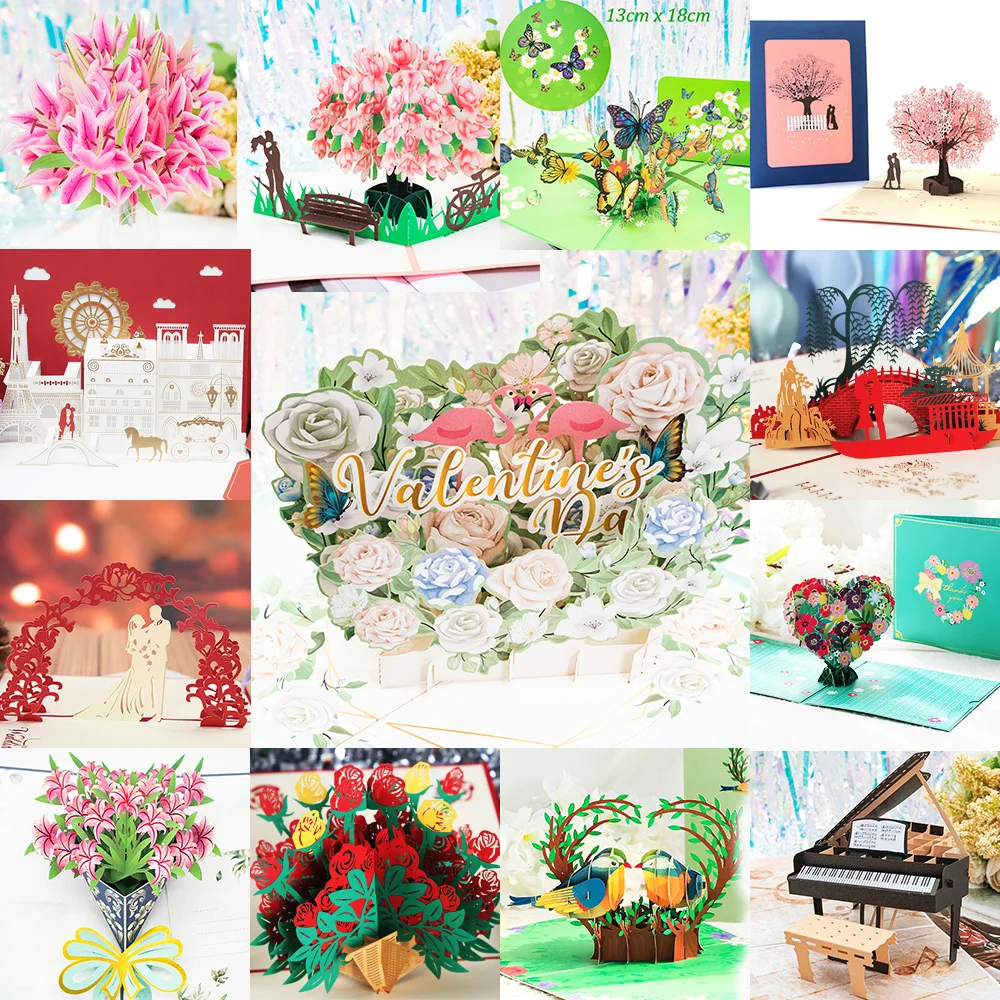 Greeting cards wedding invitations thank you cards 3D Pop UP Love Card for Wife and Girlfriend gift for Valentines Day Anniversary Wedding Invitation Greeting Thank You Cards