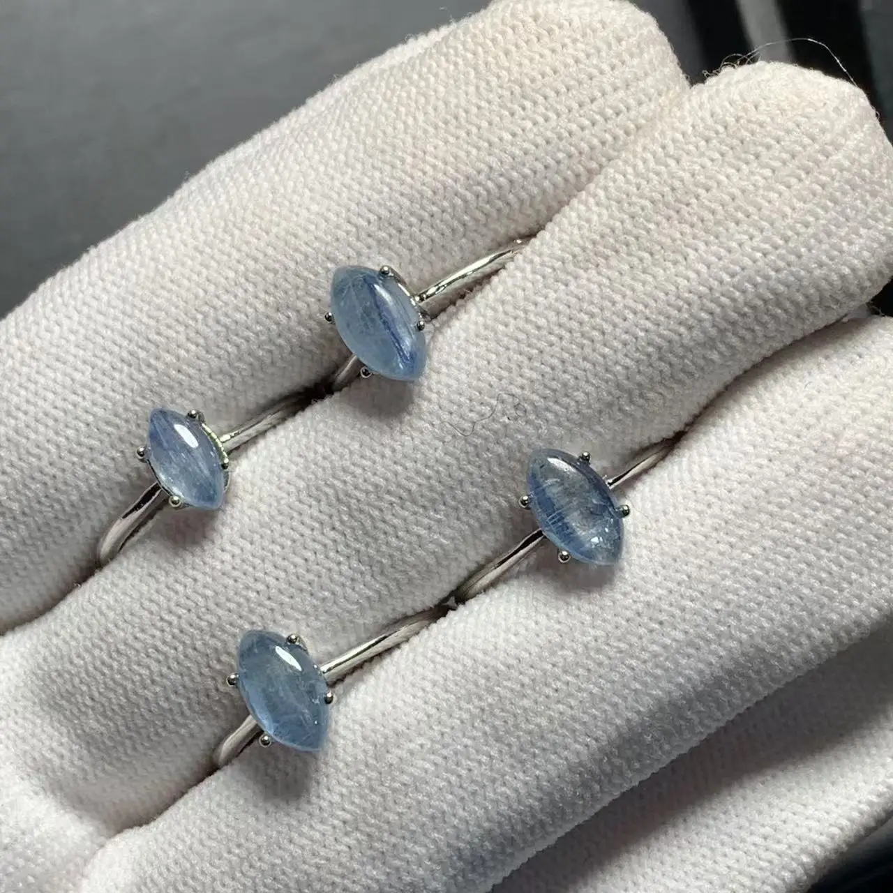 MM Natural Blue Kyanite Ring Adjustable Female Ring Jewelry for Women Gift Wholesale High Quality Vintage Fine