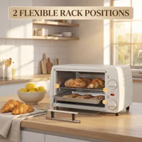 Mini Four Électrique 10L avec Thermostat 230°C, Minuterie 60min, 750W – Petit Four de Table Compact avec Plaque & Grille pour Cuisson, Réchauffage & Grillade 6