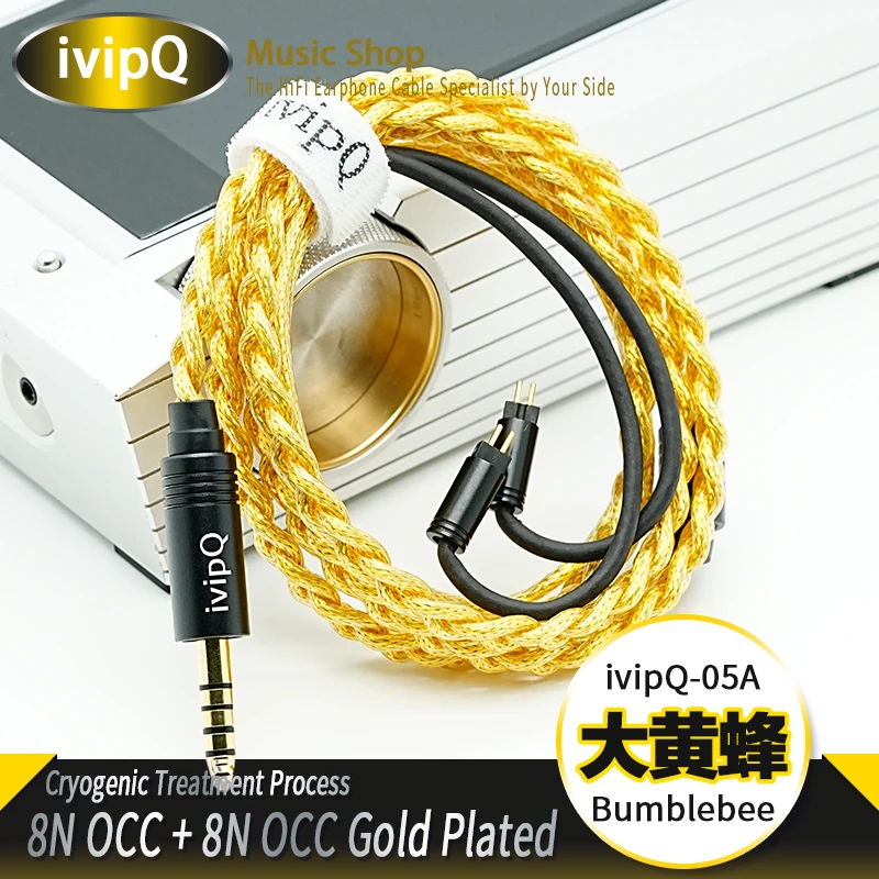 Ivipq-05a金メッキイヤホンケーブル、0.78、2ピン、mmcx、3.5/4.4mm