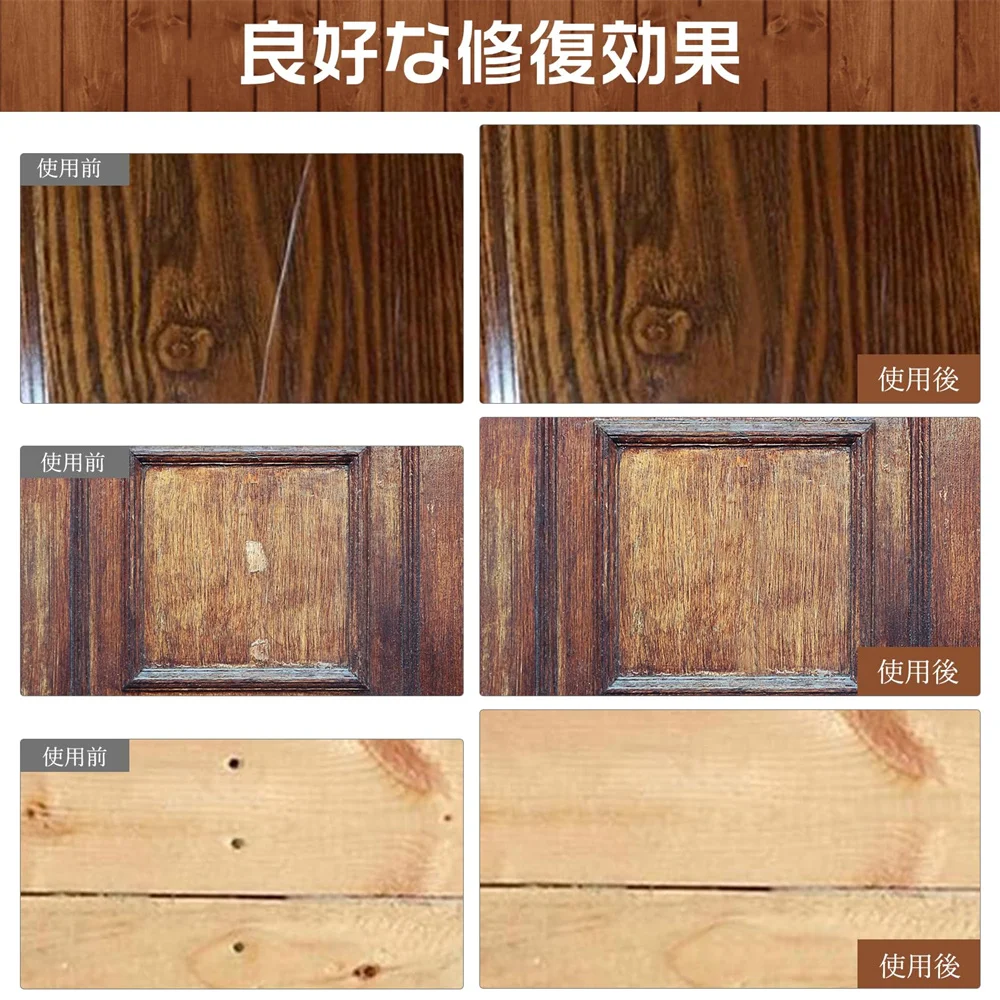 SEISSO 3Pcs Floor Scratch Repair Kit Wooden Furniture Touch-Up Cream Brush Scraper Palette for Doors Flooring Stain Damage