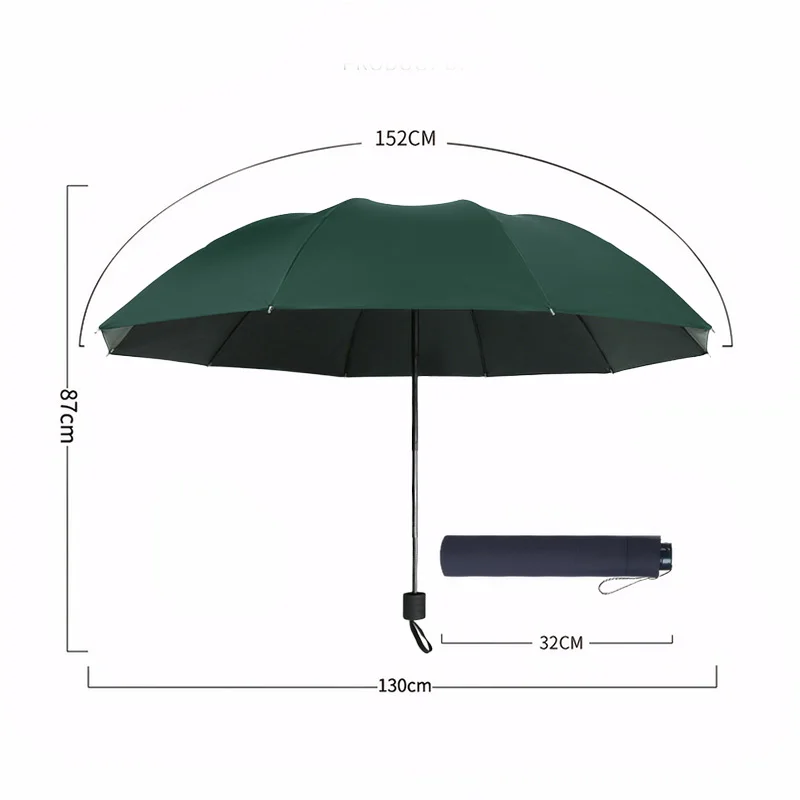 10Ribs Woman Folding Rain Umbrella Sunny Protection Umbrella Business Car Travel Family Rainy Umbrellas Men Rain 130CM
