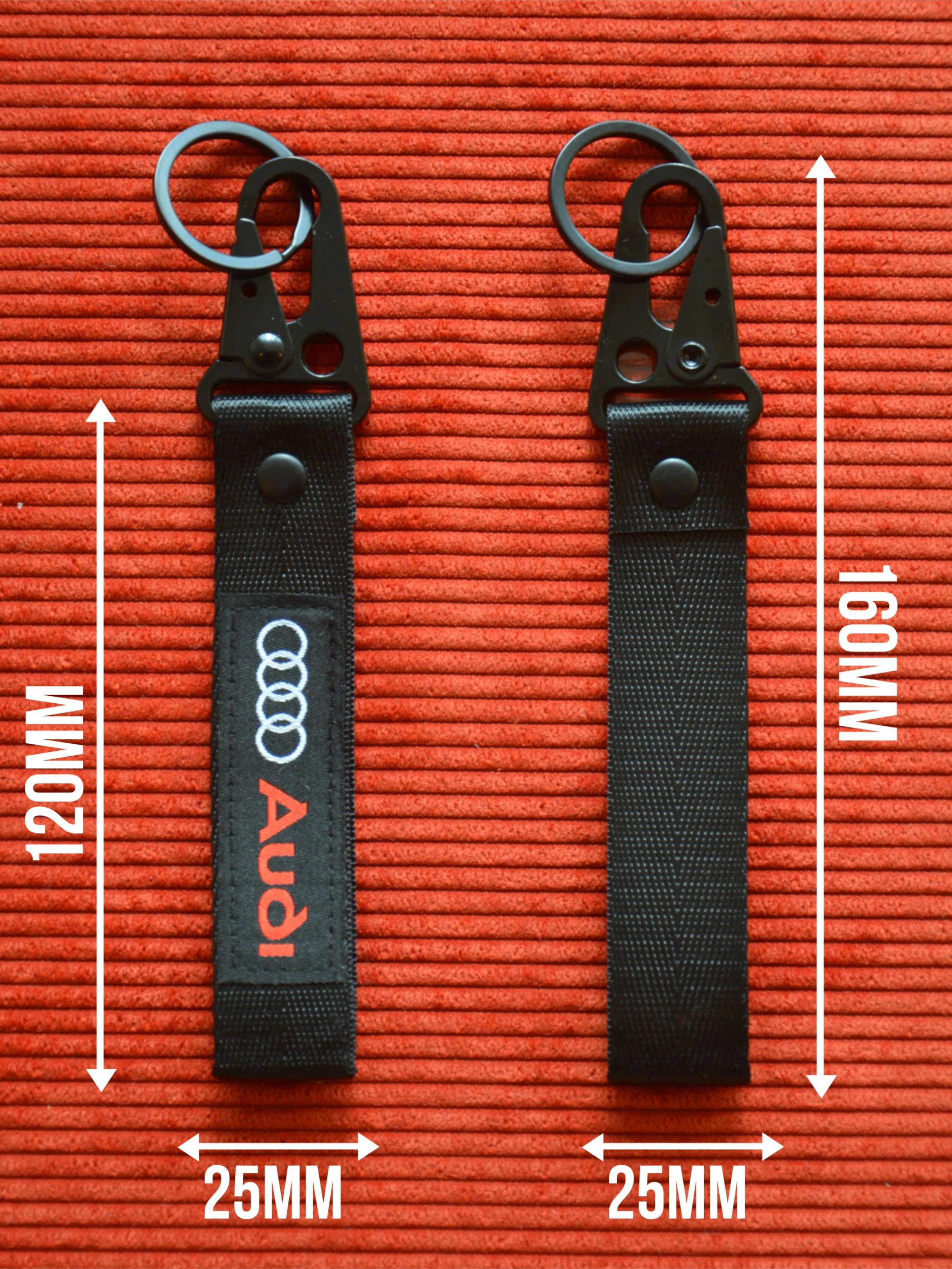 Fabric keychain for car keys with AUDI Audi logo black,