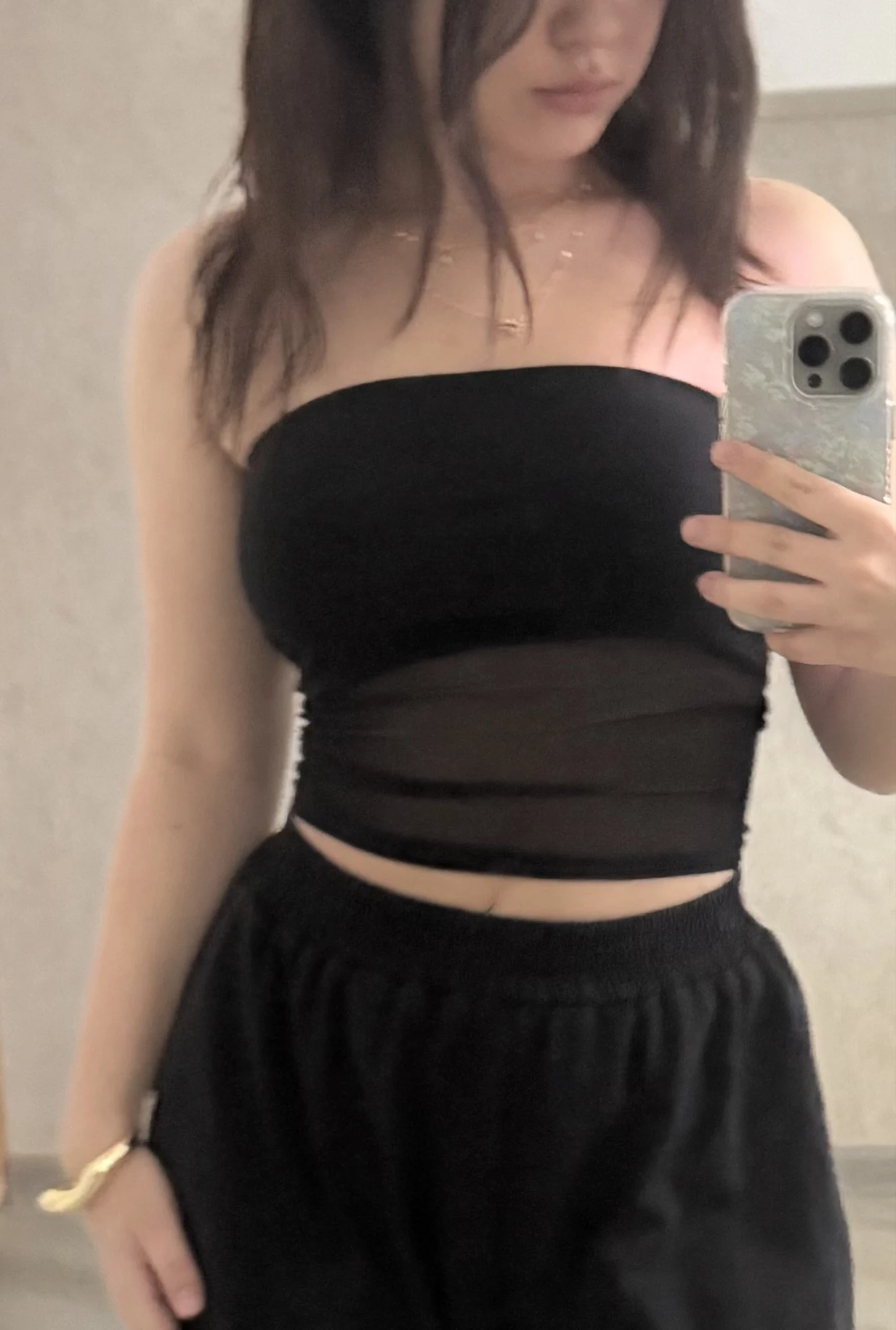 Luxe Black Bandeau Crop Top - Soft Stretch Polyester Vest photo review