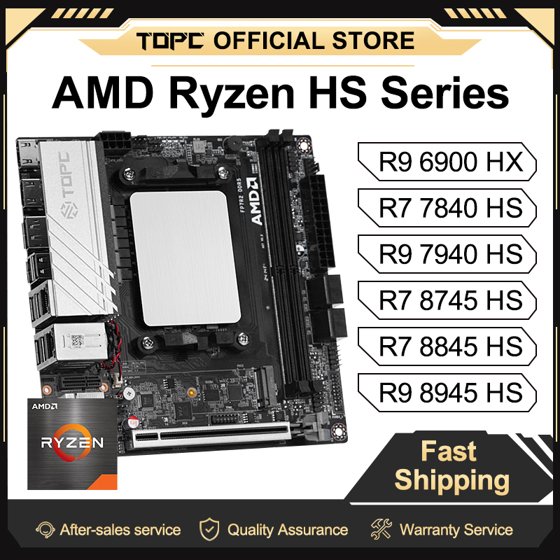 TOPC Ryzen 9 7940HS/7840HS/6900HX Mini ITX Motherboard Kit Zen4 8C/16T 5.2GHz 64GB DDR5 PCIe4.0+USB4 OEM Gaming Mini DIY Build