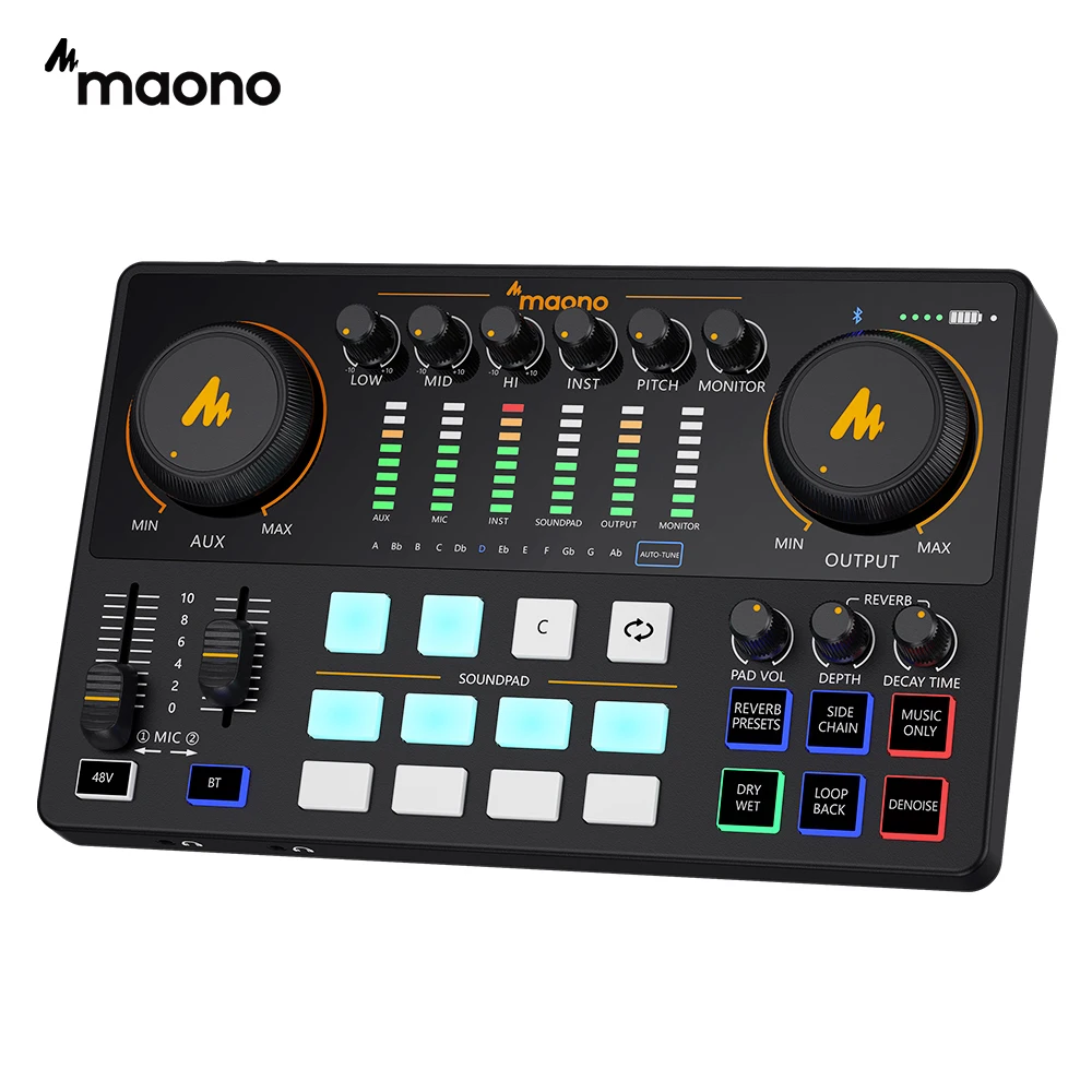 Maono Audio Interface DJ Mixer All in One Portable Podcast Studio for