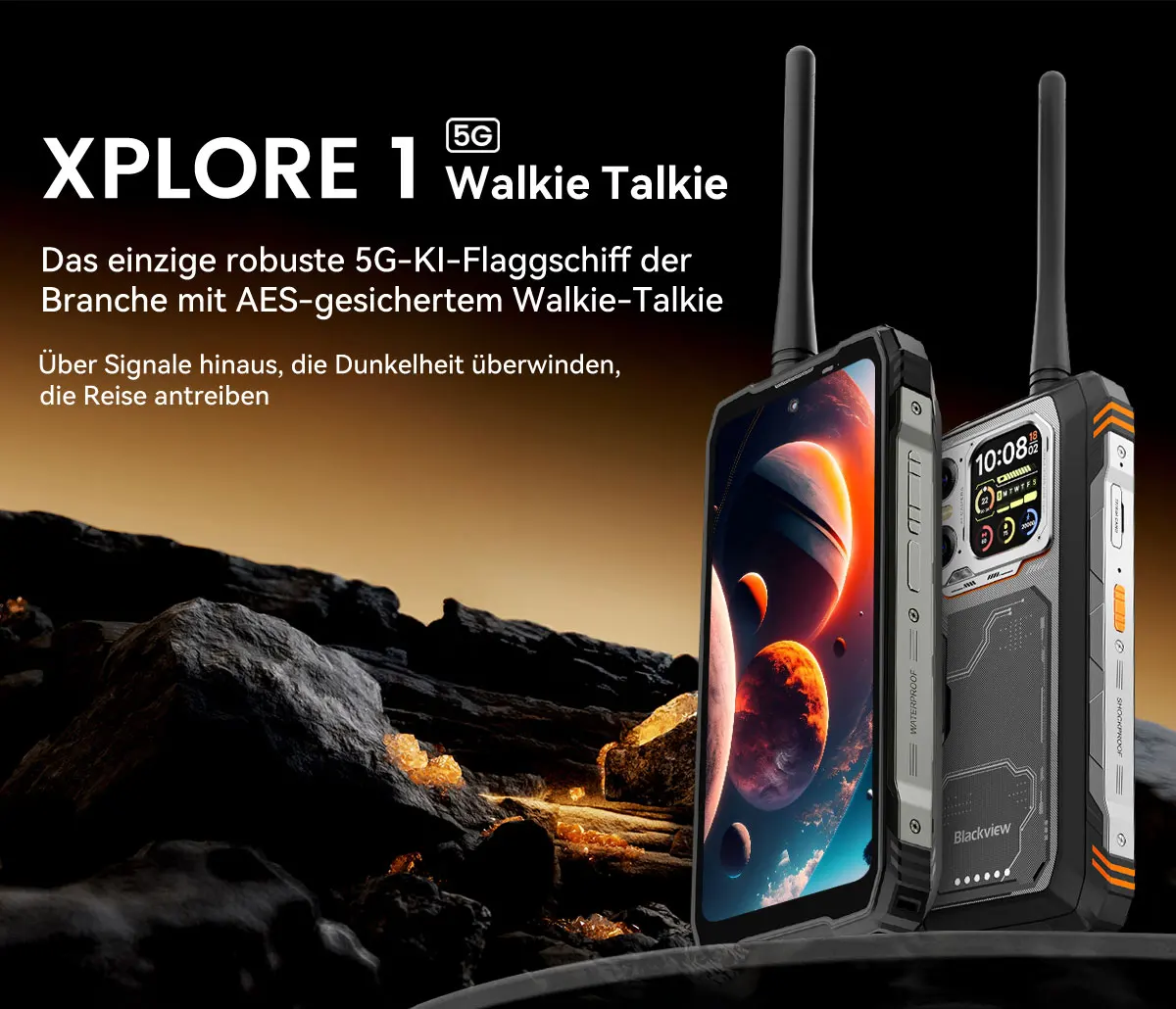Blackview XPLORE 1 Walkie-Talkie, Walkie-Talkie, robustes Mobiltelefon, 6,78 Zoll, 120 Hz, Haupt- und 2,01 Zoll Sekundäranzeige, 20.000 mAh Akku – Detail 1
