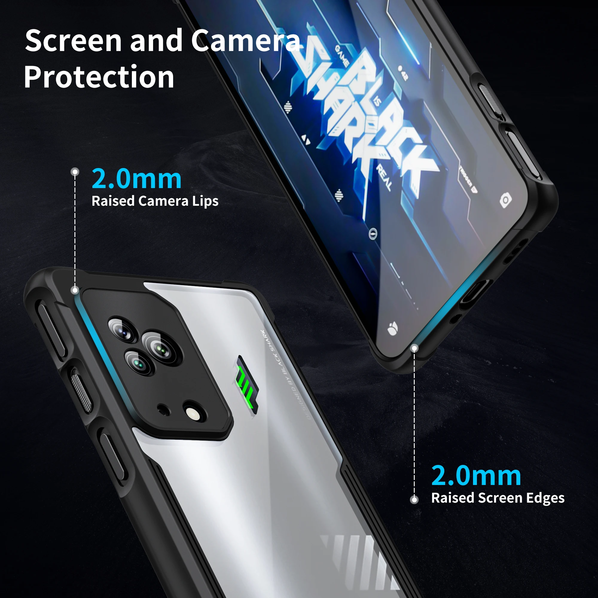ZSHOW Case for Xiaomi Black Shark 5 5 Pro Case Slim Thin Heat Dissipation Clear Soft TPU ShockProof  with Tempered Glass