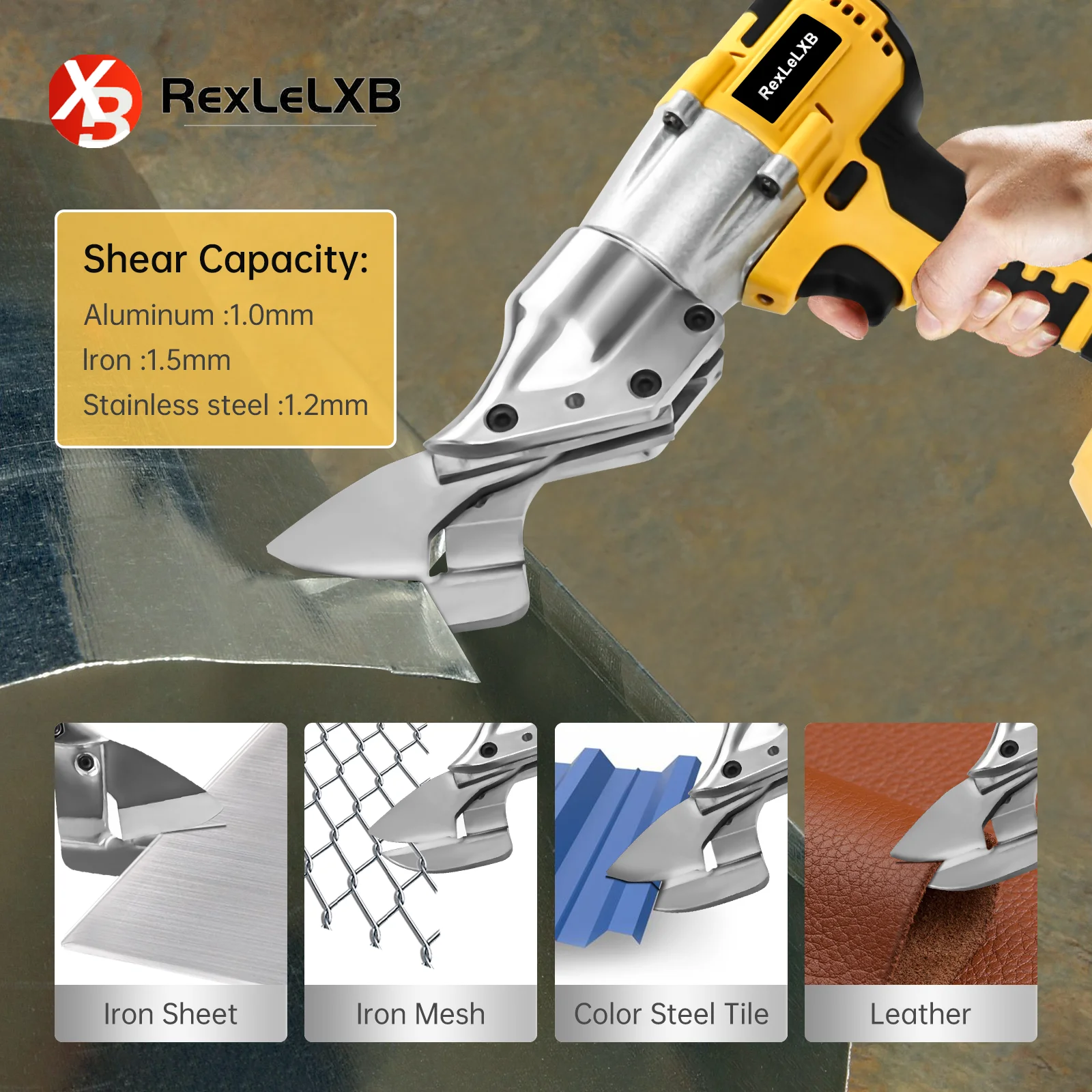 18000RPM Brushless Cordless Iron Scissors For Dewalt 20V Battery Electric Sheet Metal Shears Carbon Steel Cutter (No Battery) 5