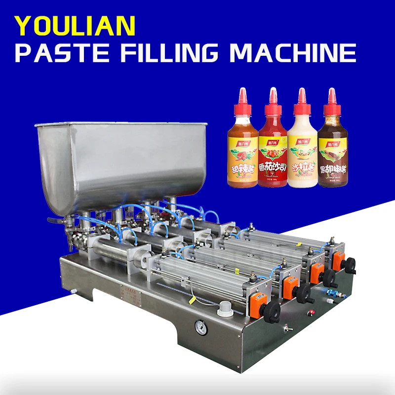 G4WGD Multifunction Auto 100-1000ml Pneumatic 4 Heads Filler Cosmetic Oil Honey Jam Tomato Paste Sauce Ice Cream Filling Machine 1 set plastic pipe welder 4pcs die heads 16 20 25 32mm ppr tube pipe welding machine ac 220v ppr pe pp pipe welding