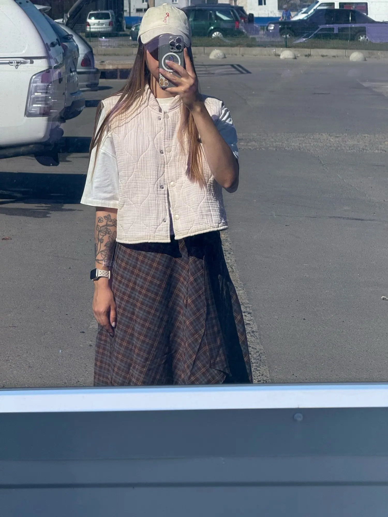 TOYOUTH Women Ankle Length Skirt  Autumn New Wave Style Retro Grid A Line Irregular Umbrella Skirt photo review