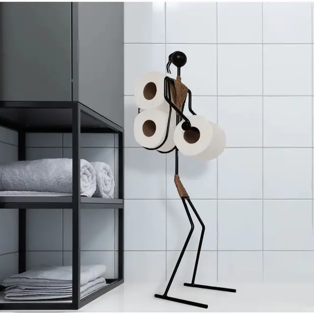 Emberi Figura Fekete Fém Wc -Papír Tartó Elegáns, Kiváló Minőségű, Gyönyörű Dekoráció Lakásfelújítása A Fürdőszobához És -Hez 2022 - Image 4