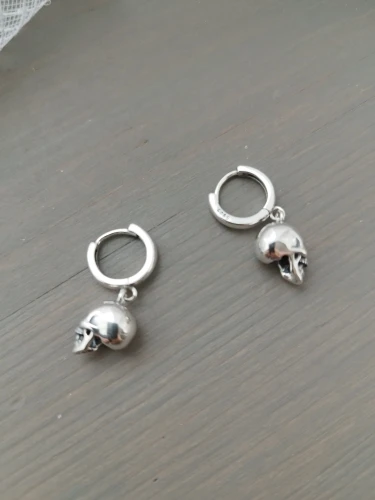 Sterling silver skull hoop earrings