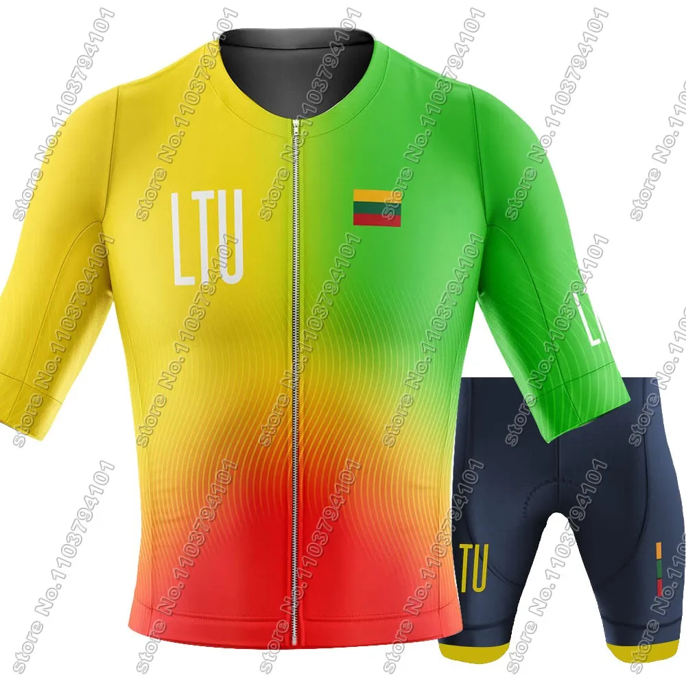 2024 Lithuania National Cycling Jersey Set Short Sleeve LTU Cycling Clothing Road Bike Shirts Suit Bicycle Bib Shorts MTB Wear 6