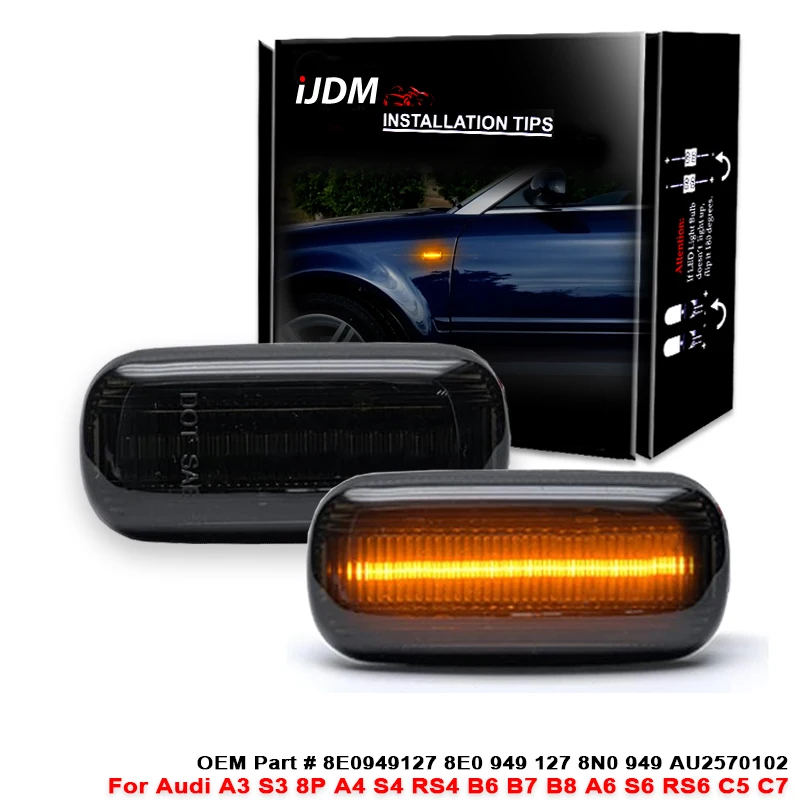 Amber LED Front Fender Side Marker Light Turn Signal Light For Audi A3 S3 8P A4 S4 RS4 B6 B7 B8 A6 S6 RS6 C5 C7 led car light