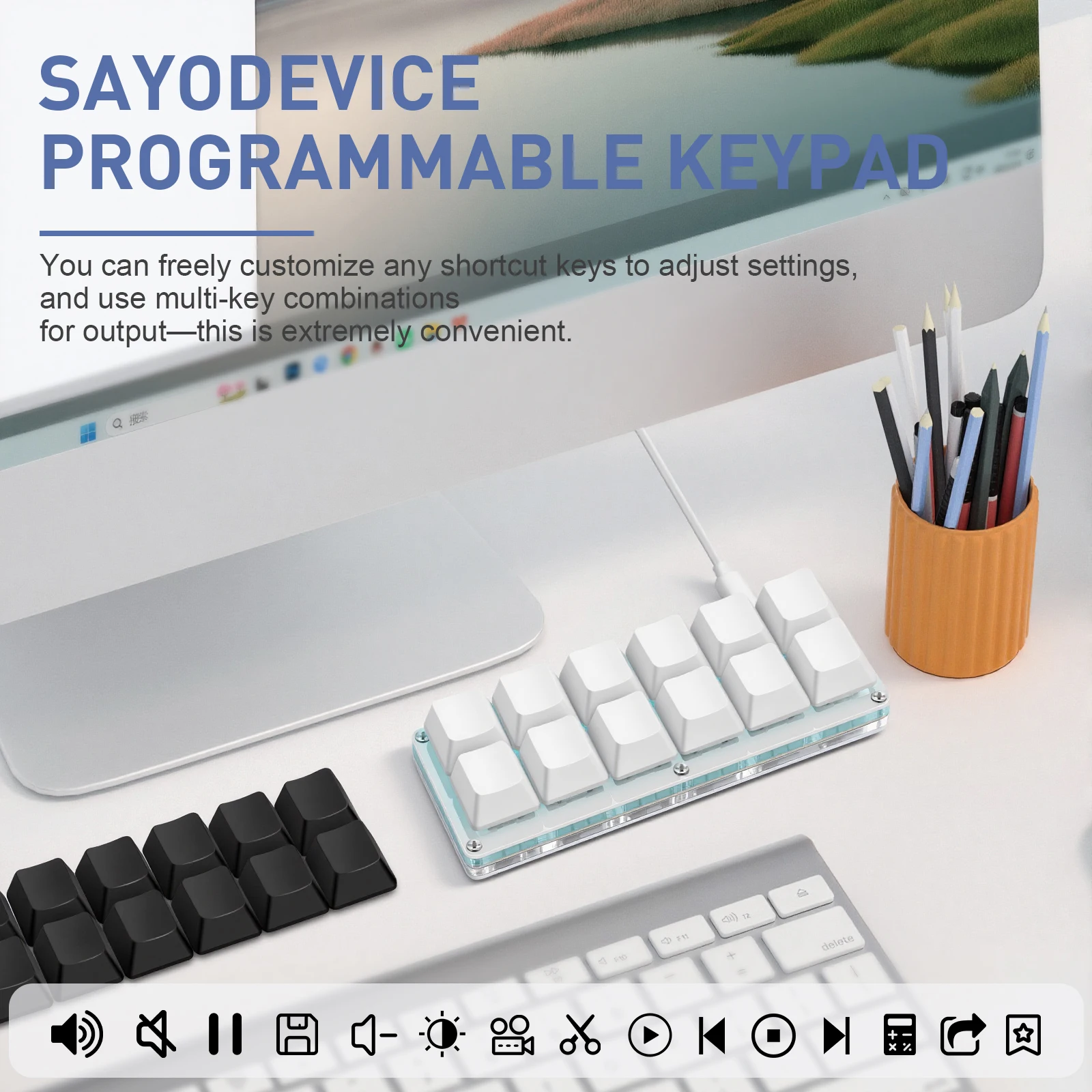 SAYODEVICE 12 키 미니 단축키 사무용 마크로 키패드 OSU 리듬 게임 키패드 게임용 USB 유선 키보드 핫스왑 가능