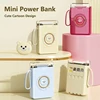 Mini Power Bank 20000mAh Cute Pet Cartoon LED Light Powerbank Built in 4 Cable Portable Charger External Battery Pack Power Bank 1