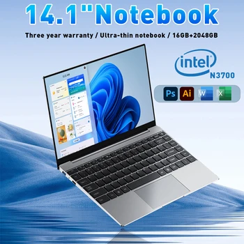 Intel N3700 Notebook Gamer 14,1 "portátil ultradelgado 16GB RAM 2TB SSD 1920*1080 pantalla PC Windows 11 ordenador de estudio de oficina