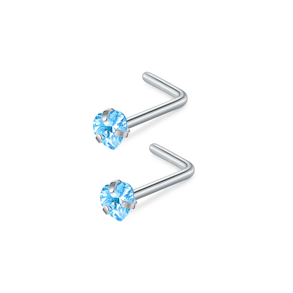 ترصيع أنف على شكل قلب حب ، ديكور زركونيا مكعب ، حل...