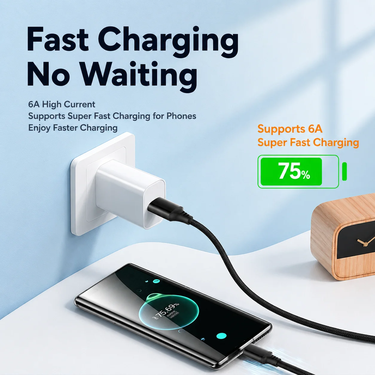 Fast Charging USB A to C Nylon Braided Cable - Durable & High-Speed Data Transfer