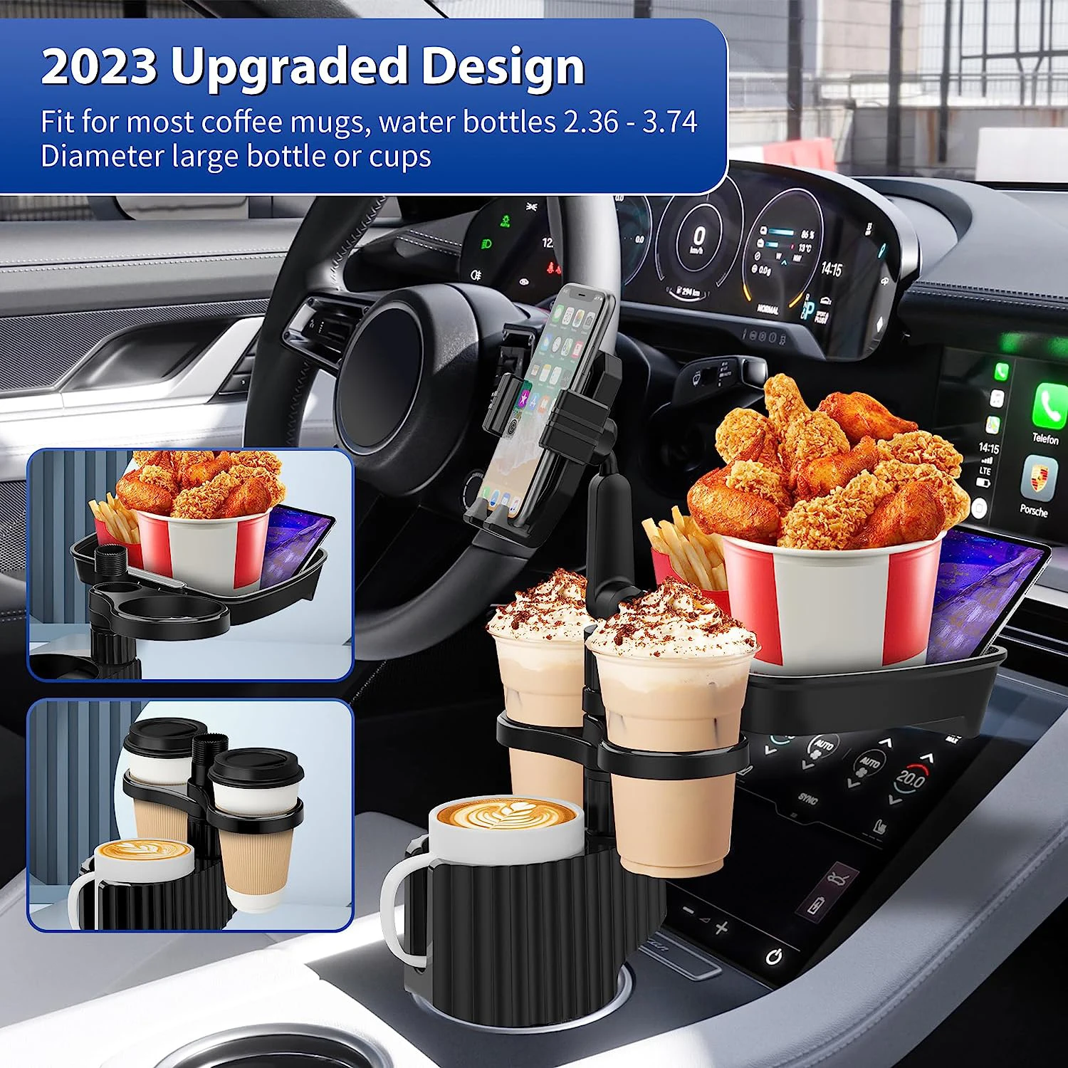 Dropship 4-in-1 Car Cup Holder Tray Food Table Phone Hold Car