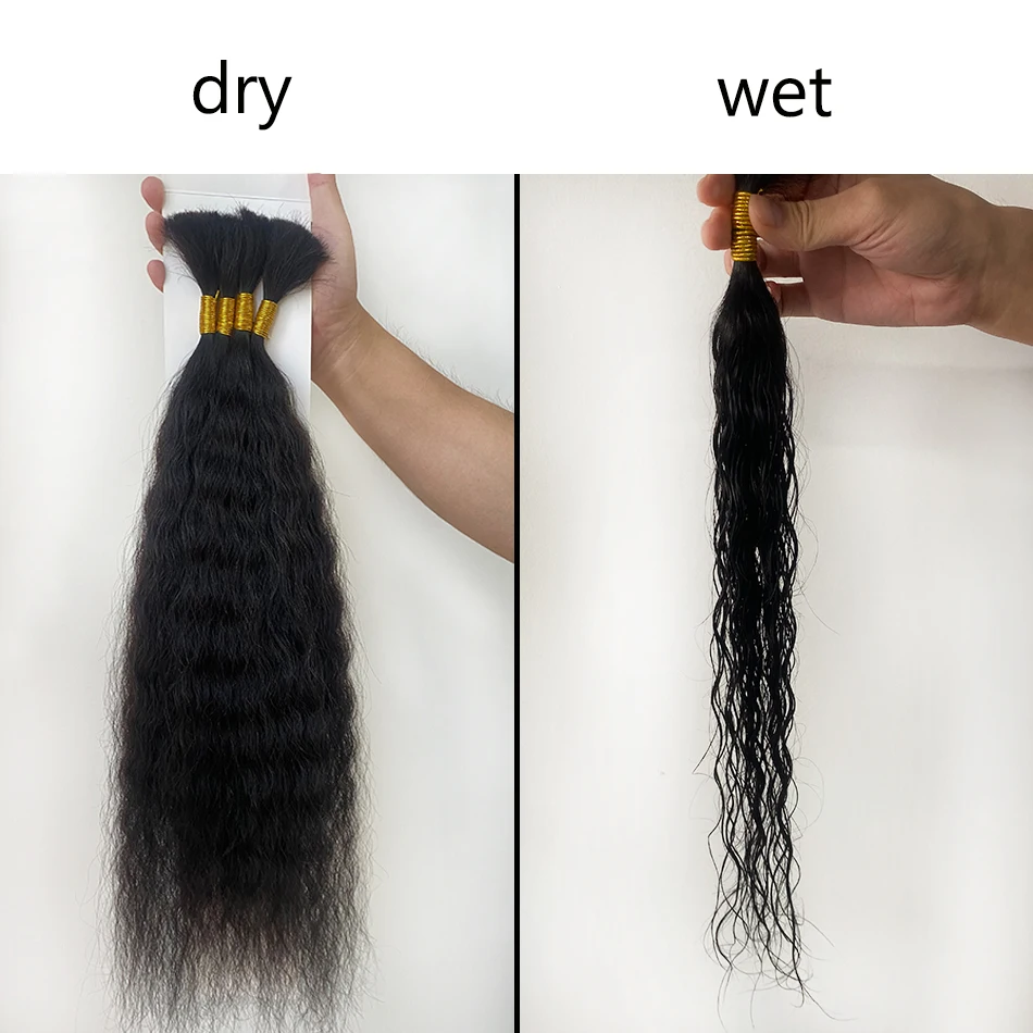 Wet And Wavy Super Bulk Hair Extension Human Hair For Braiding Brazilian Natural Black Remy Bulk Braiding No Weft 4pcs/100g