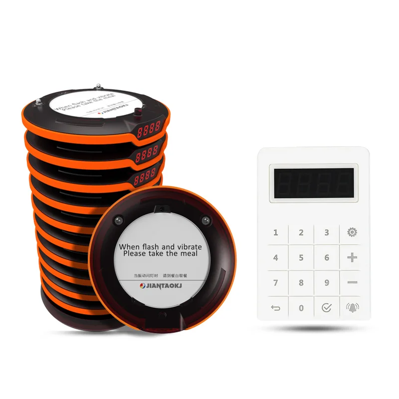 JT-936 New 300 mah waterproof Fast Court Queue number Call Vibratory Buzzer Coaster Pager Guest Cafe Restaurant paging system