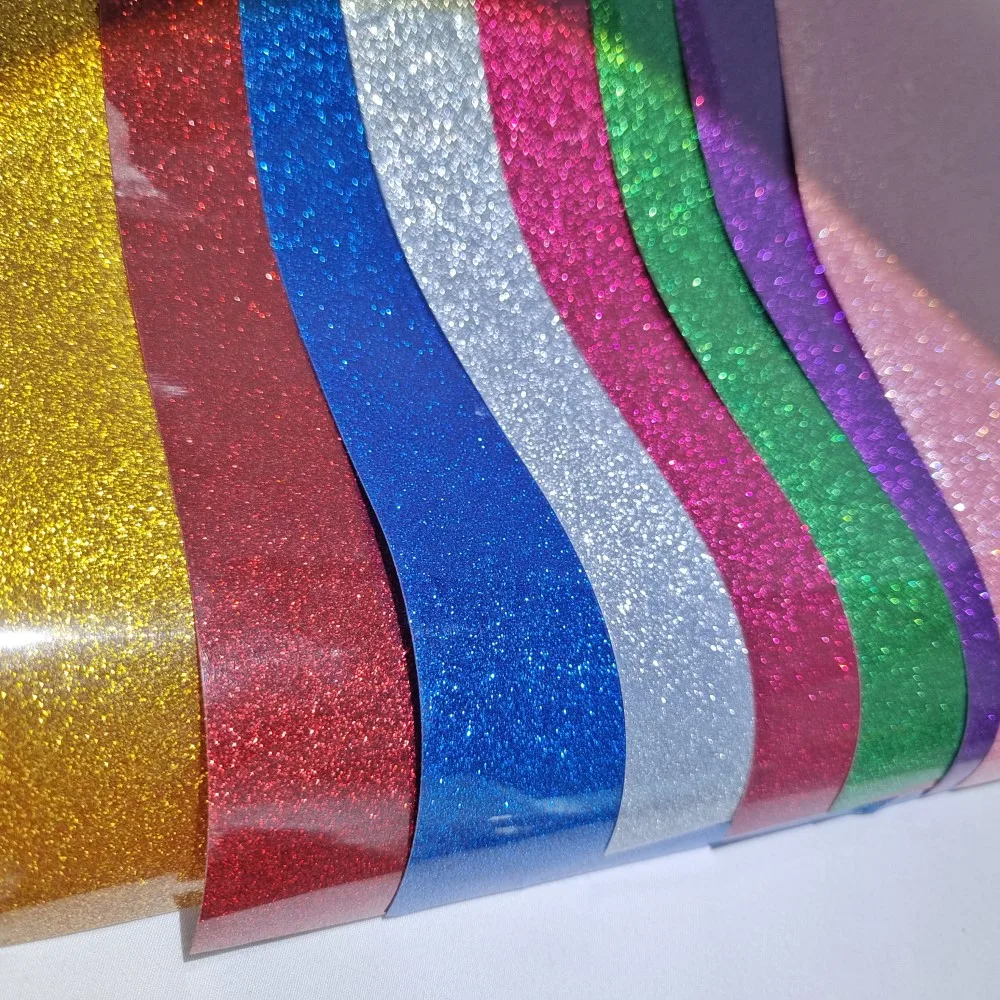 Sheet Glitter Shiny Heat Transfer Vinyl Iron-on Heat Press HTV T-shirt  Textiles Cricut iridescent Craft Cutter Film Sparkle