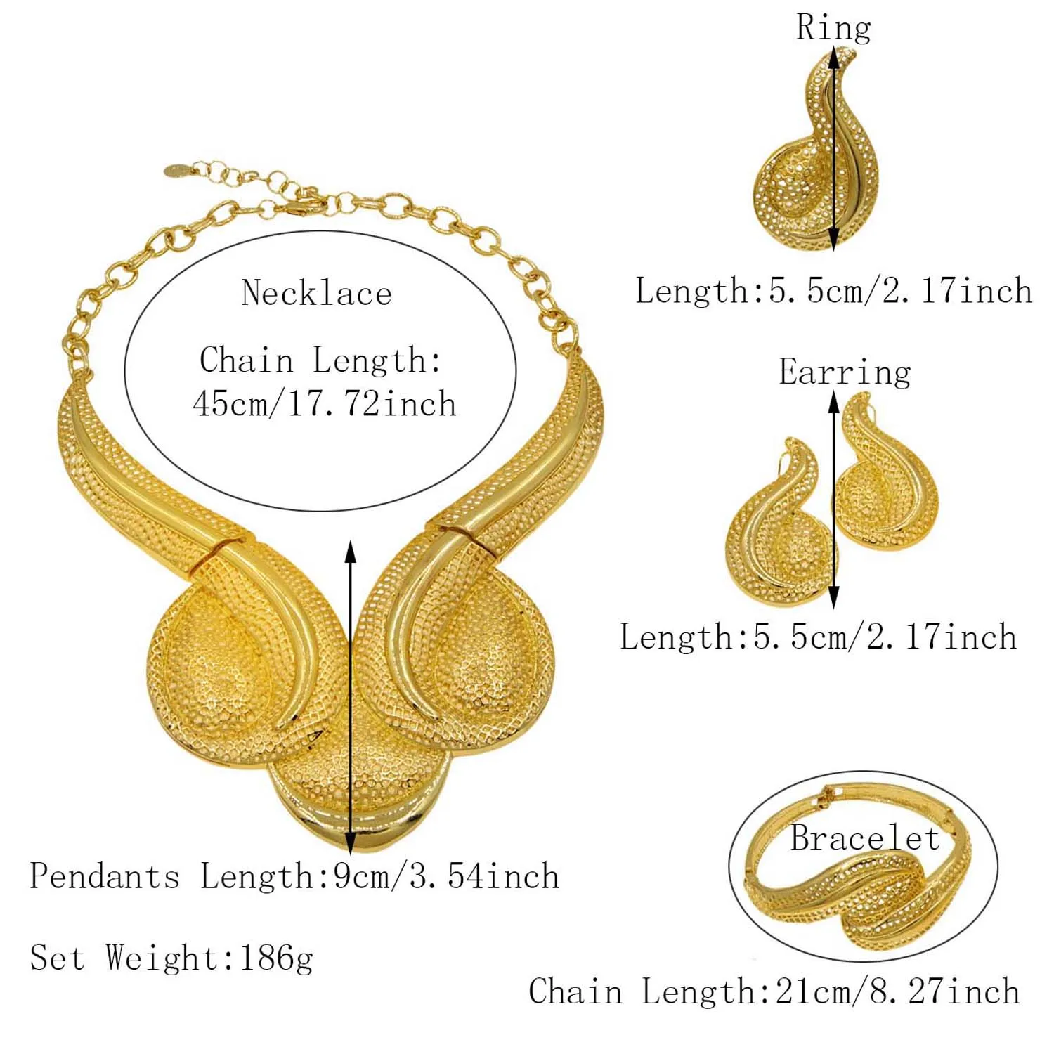 Italian Women Jewelry Set Large Necklace Gold Plated Original Gold Color Luxury Dubai Wedding Jewelry Gift