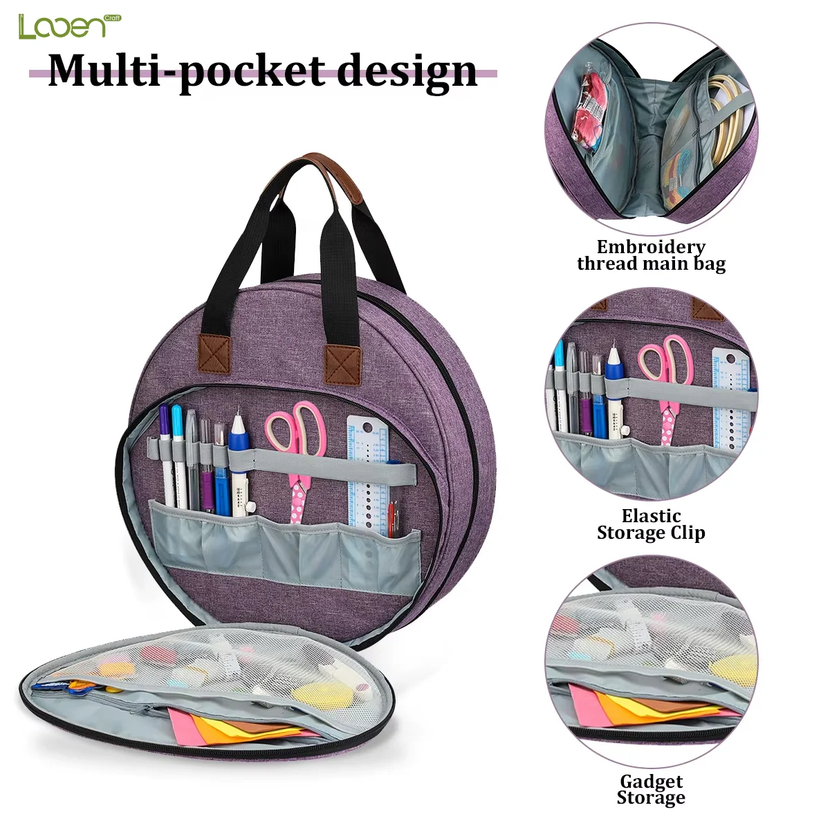 Embroidery Thread Bag Maple Leaf Round Organizer Bag Knit Tote Sewing Accessories Knit Embroidery Supplies embroidery floss organizer,sewing accessories