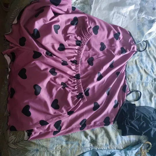 Charming Pink Heart Pajama Set for Effortless Summer Comfort photo review