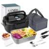 ​Boîte à Déjeuner Électrique Chauffante 2-en-1 – Gamelle Bento Portable en Acier Inoxydable (1.5L - 60W / XXL 2.5L - 90W) – 12V/24V/220V pour Voiture, Camion et Bureau 2