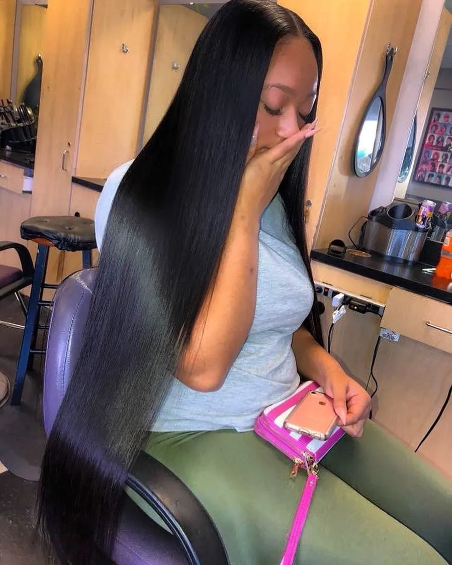Human Hair Extensions Human Hair Bundles 40 44 Inch Bone Straight Brazilian Natural Black