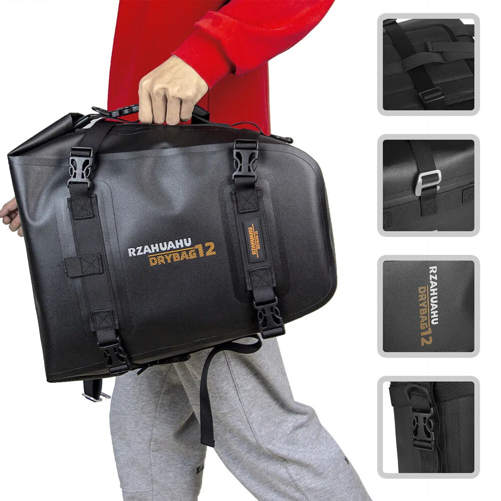 

Motorcycle Tail Bag Waterproof Rear Seat Bag 16L Universal Travel Luggage Saddle Bag Multifunctional Dry Backpack