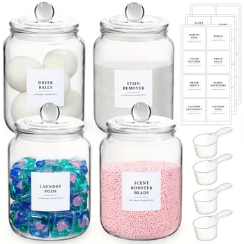 Half-Gallon Glass Storage Jars with Airtight Lids & Labels 1
