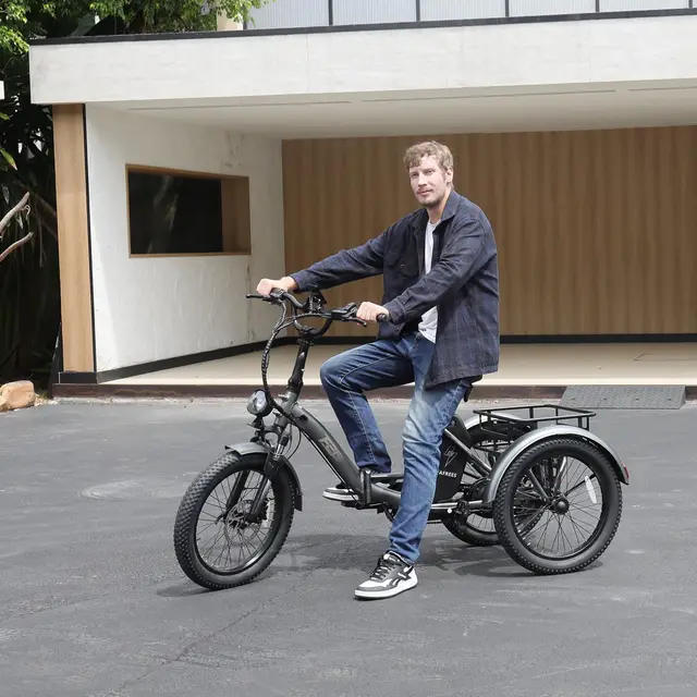 FAFREES F20 Mate Folding Electric Cargo Tricycle 500W 48V 21Ah 20*3.0 Fat Tire Three Wheels Electric Bicycles Full Suspension 2