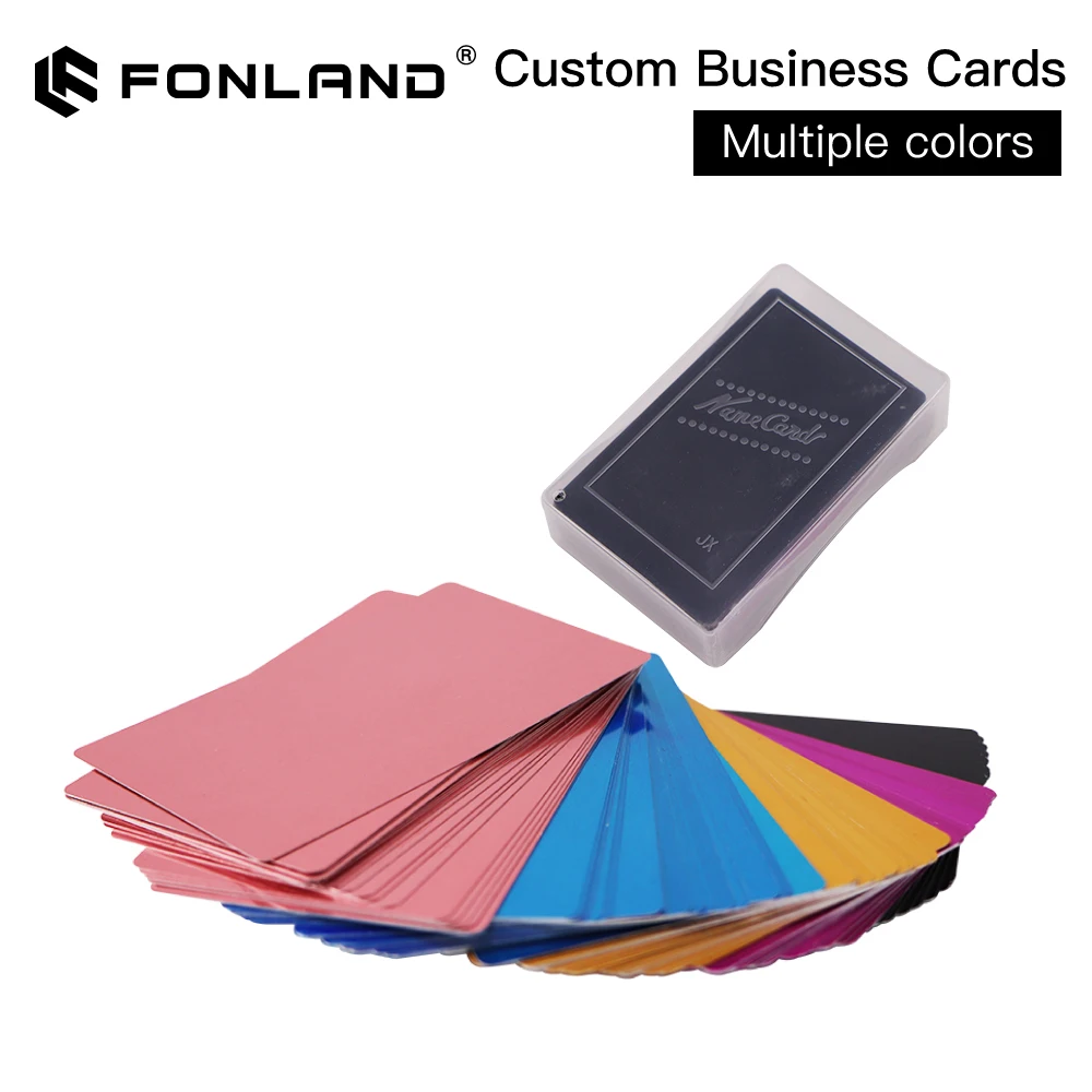 FONLAND-사용자 정의 금속 명함 여러 가지 빛깔의 알루미늄 합금 네트워킹 맞춤형 100 개/로트, 빠른 배송