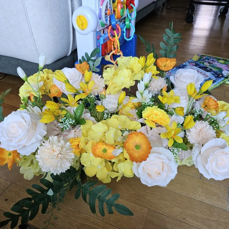 Guirlande de fleurs artificielles automnales chemin de table en soie photo review