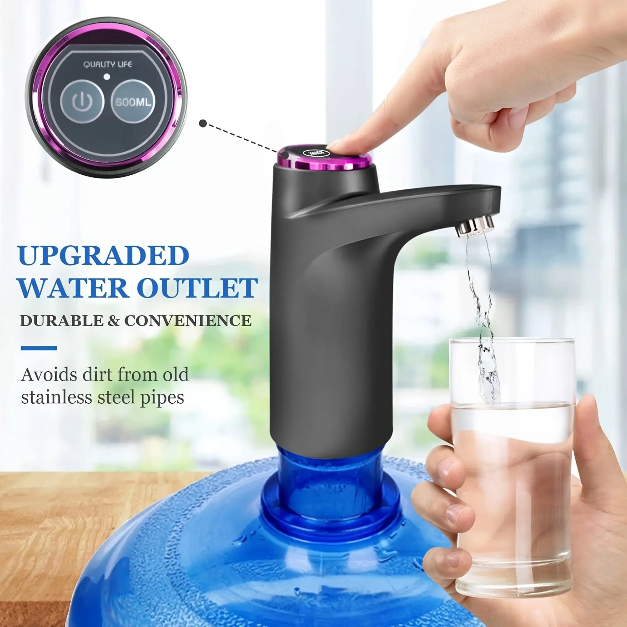 Water Bottle Pump 5 Gallon Water Bottle Dispenser USB Charging