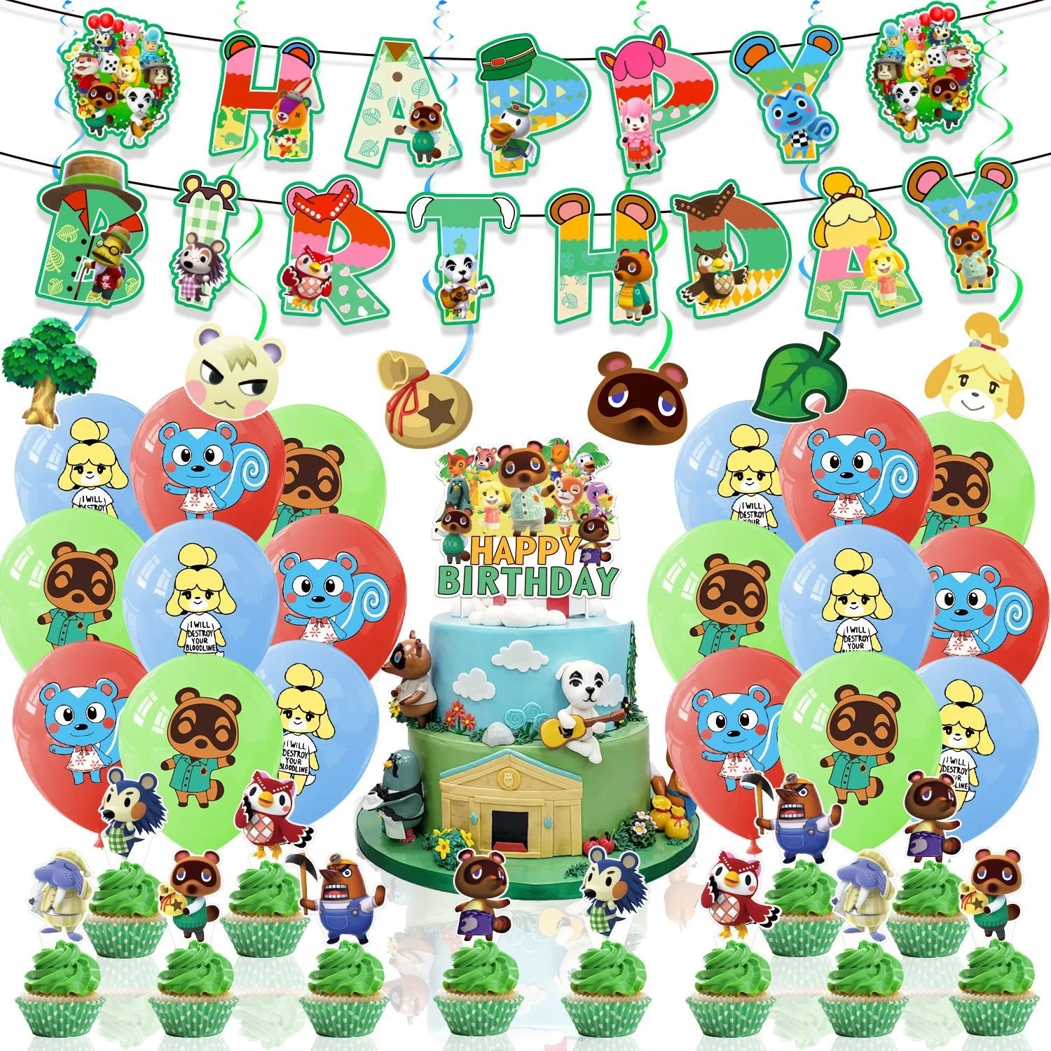 

Animal Crossing Birthday Party Decoration Animal Crossing Balloon Backdrop Banner Cake Topper Party Supplise Kids Toys