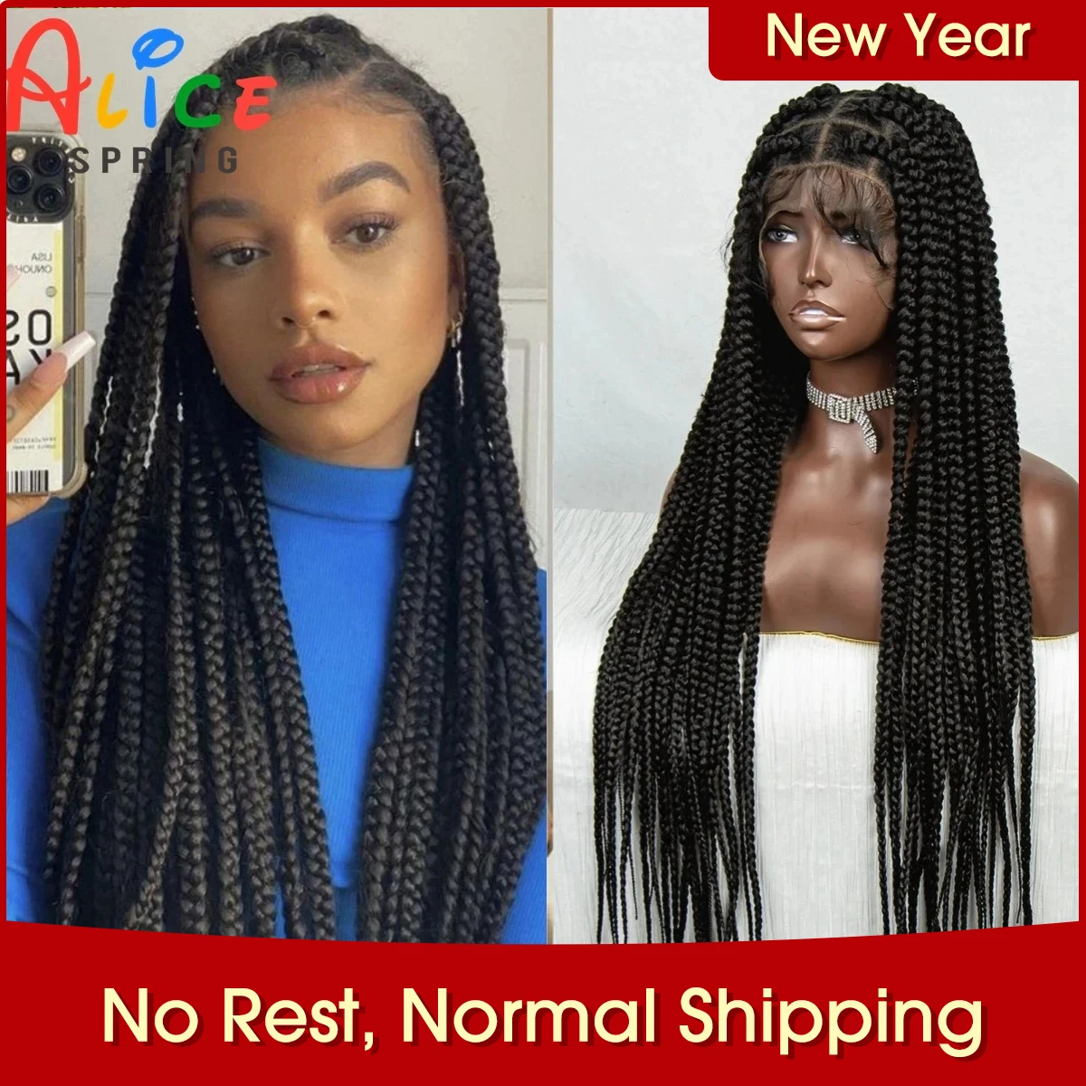 32 Inch Synthetic Full Lace Braided Wigs Cornrow Box Braids