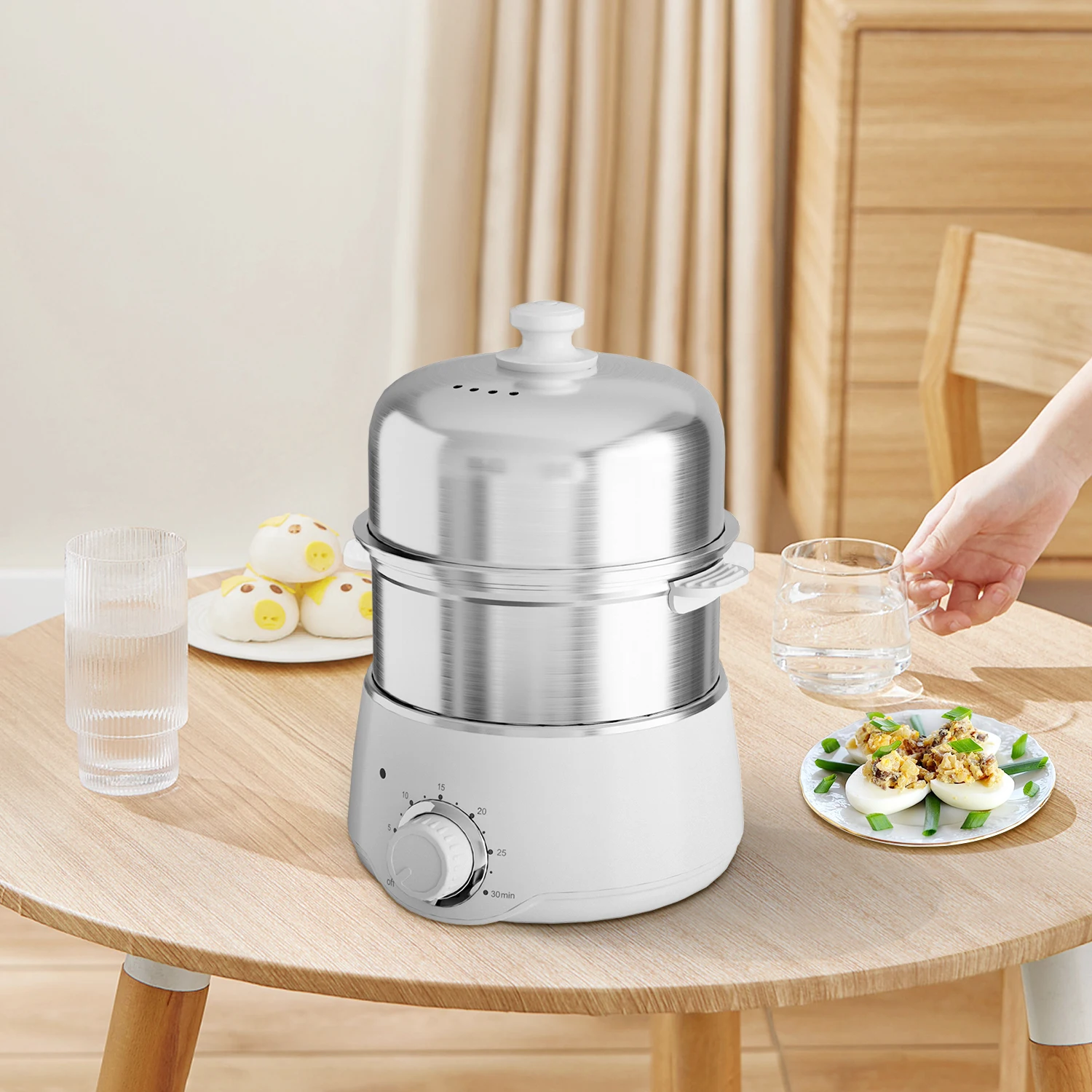 Egg Cooker - CACHOO 14-Egg Capacity Electric Hard Boiled Stainless Steel Egg Cooker with 30-Min Timer and Auto Shut-Off 6