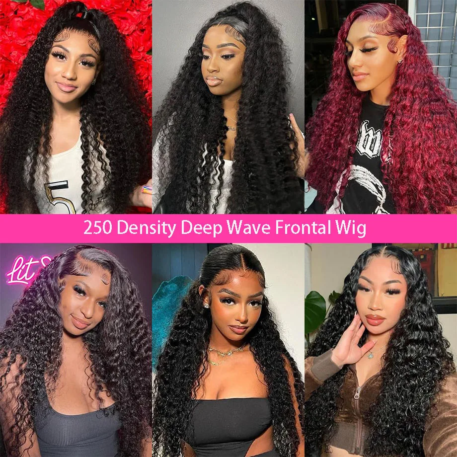 250 Density Curly Lace Front Human Hair Wigs Hd Lace 30 Inches 13x4 Lace Frontal Wig Water Wave Brazilian Pre Plucked For Women