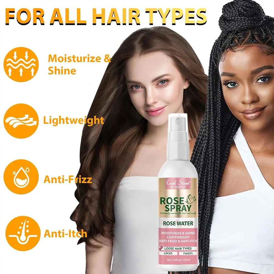 Heat Protectant Spray Keratin Protein Hair Serum Anti Frizz Control Repair Hair Rose Water Spray for Moisturize & Smooth